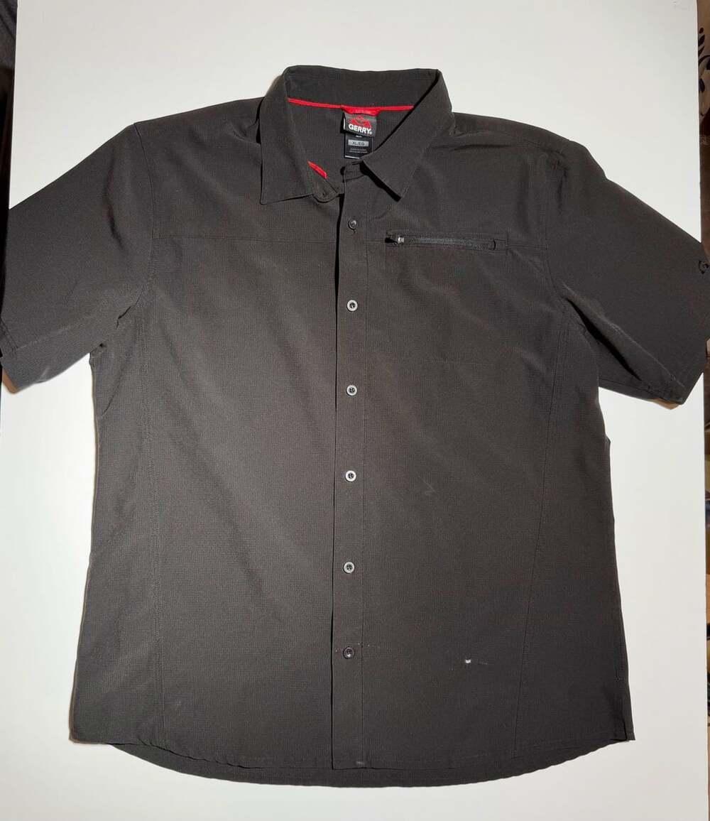 Gerry S/S Woven Shirt Size XL Black Ripstop Outdoor Hiking Stretch